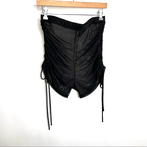 SOLD Fashion Nova Black Mesh Ruched Shorts - Picture 3 of 7
